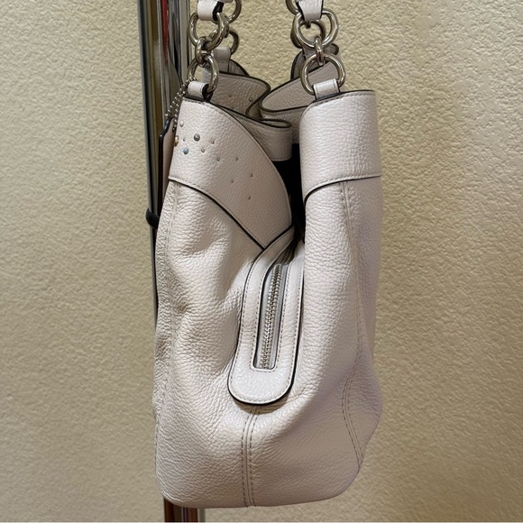 Coach Lexy Stardust Studded Chalk Leather Shoulder Bag Purse F29595 - Picture 6 of 17